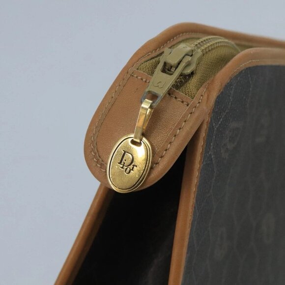 Christian Dior Honeycomb Canvas Clutch Bag PVC Leather Black Gold Auth 111627 - Picture 12 of 15